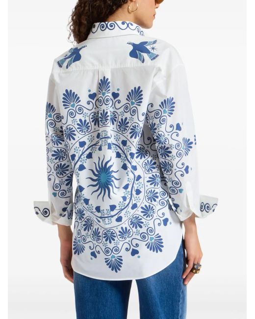 LaDoubleJ Blue Cotton Patterned Better Than Your Boyfriend'S Shirt