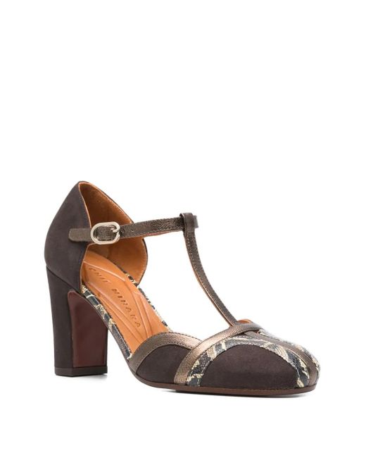 Chie Mihara Brown 85mm T-bar Block-heel Pumps
