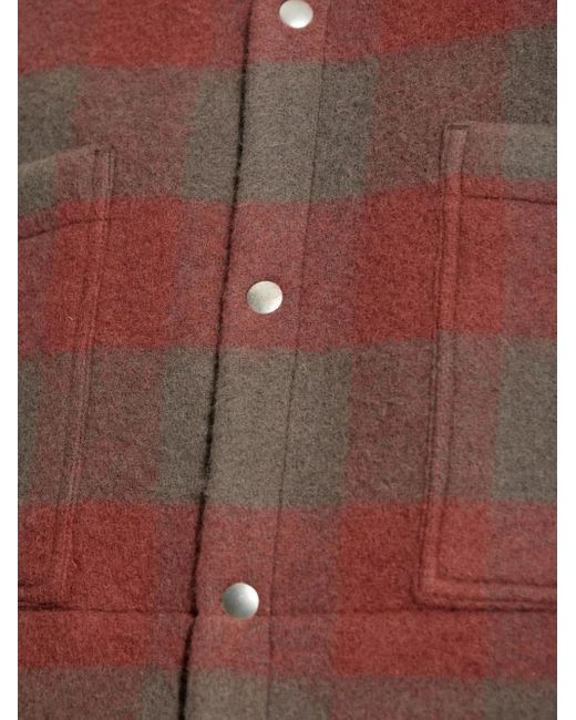 Giacca-Camicia A Quadri di Rick Owens in Red da Uomo