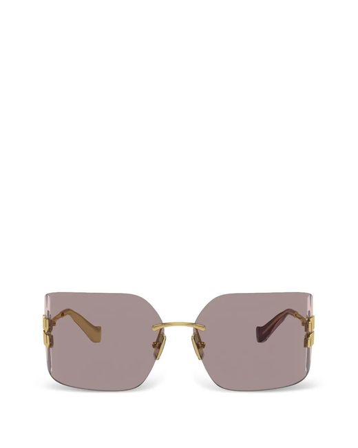 Miu Miu Pink Logo Square-Frame Sunglasses