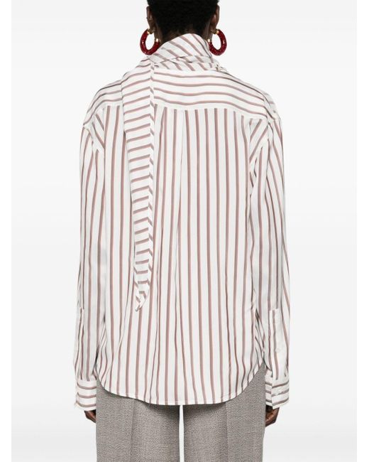 Bottega Veneta White Striped Silk Shirt