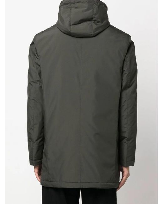 Corneliani Gray Zip-Fasten Hooded Coat for men