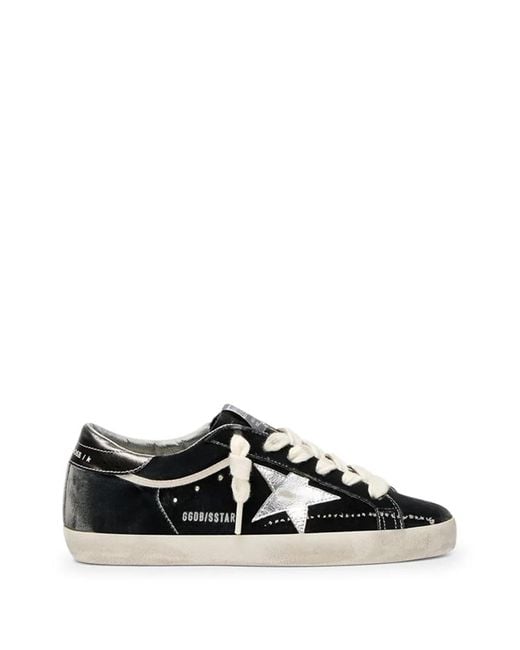 Golden Goose Deluxe Brand Black Super Star Velvet Upper Laminated Star And Heel