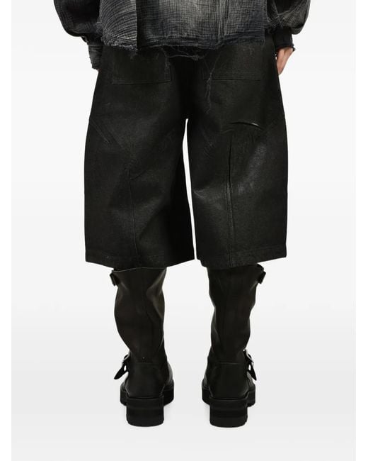 FILTH Black Waxed Panelled Shorts for men