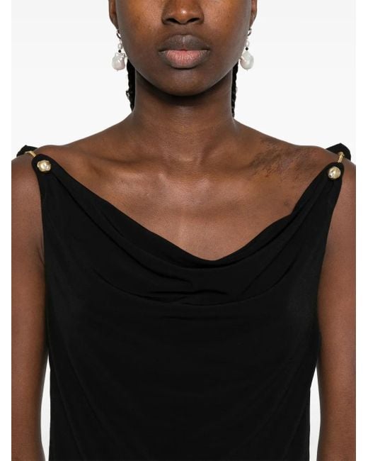 Aje. Black Peyton Cowl-Neck Tank Top
