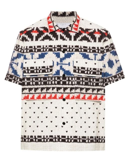Sacai White Abstract-Pattern Shirt for men
