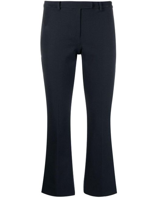 Max Mara Blue Cropped Cotton-blend Tailored Trousers
