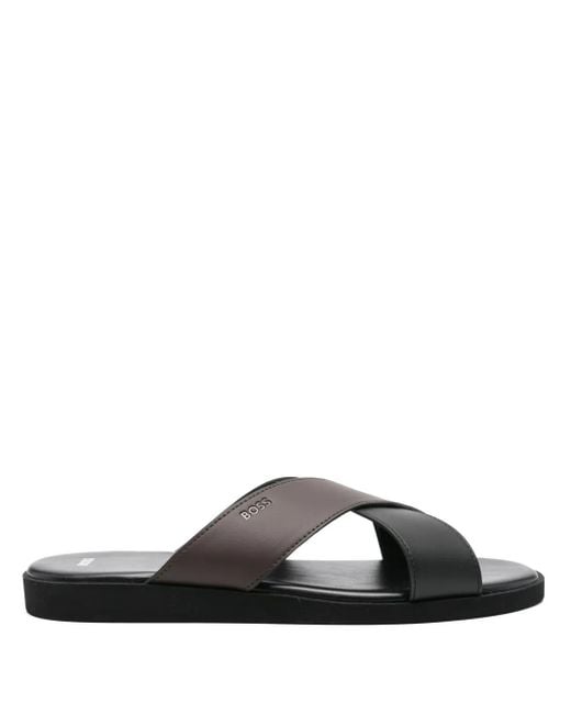 メンズ Boss ロゴ サンダル Black