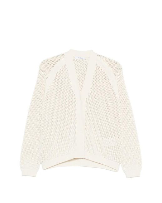 Max Mara White V-Neck Long Sleeve Sweater