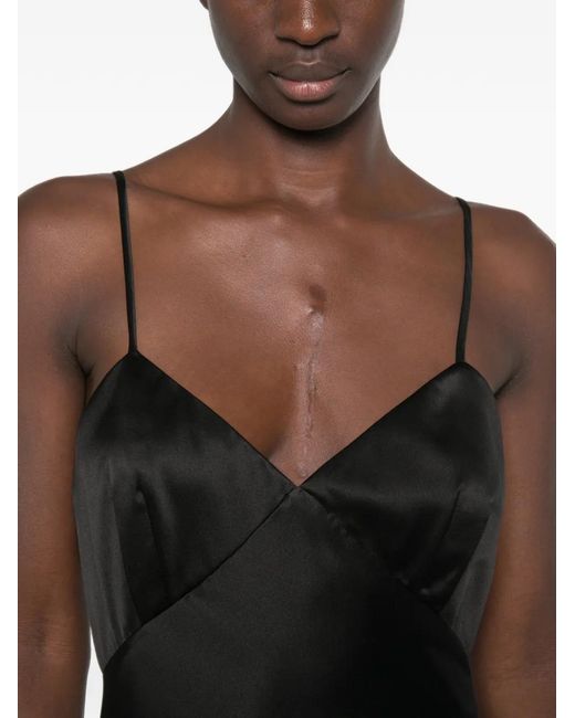 Max Mara Black Satin-Finish Back-Cutout Dress