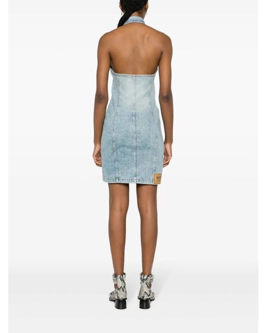 Moschino Blue Heart-Panels Denim Minidress