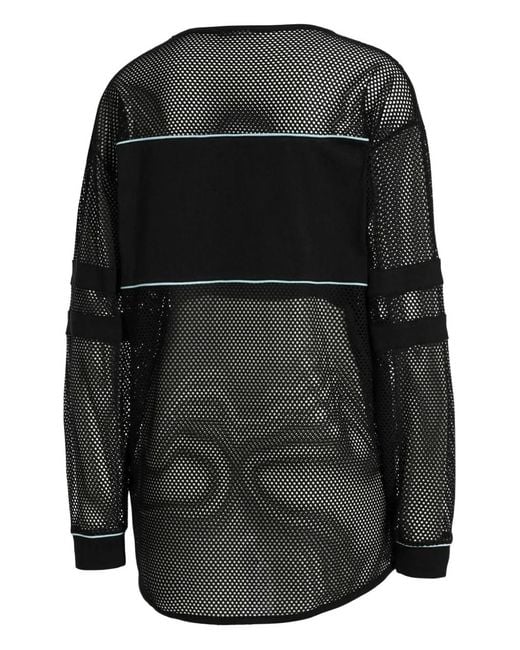 PUMA Black Mesh-Panel Long-Sleeve Top