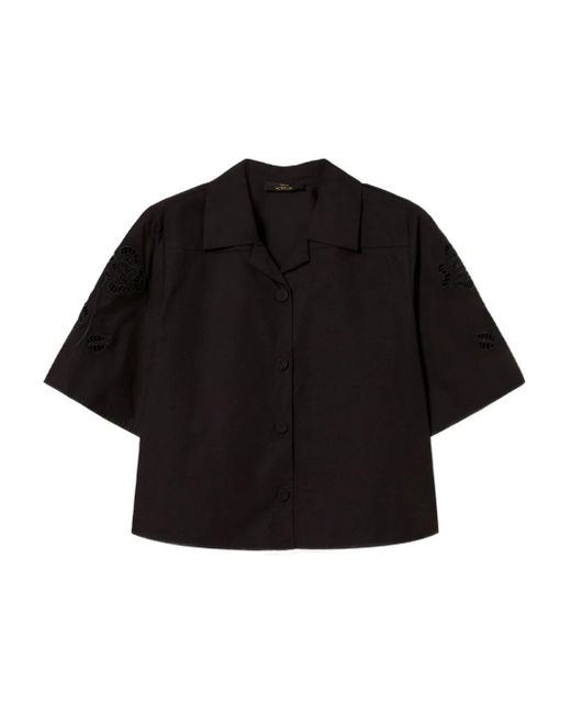 Camicia A Maniche Corte Con Ricamo A Fiori di Twinset in Black