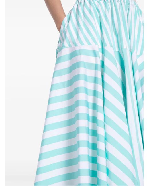 Patou Blue Striped Cotton Maxi Skirt