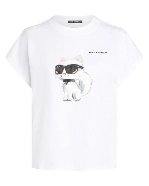 Karl Lagerfeld White Ikon Choupette Oversized T-Shirt