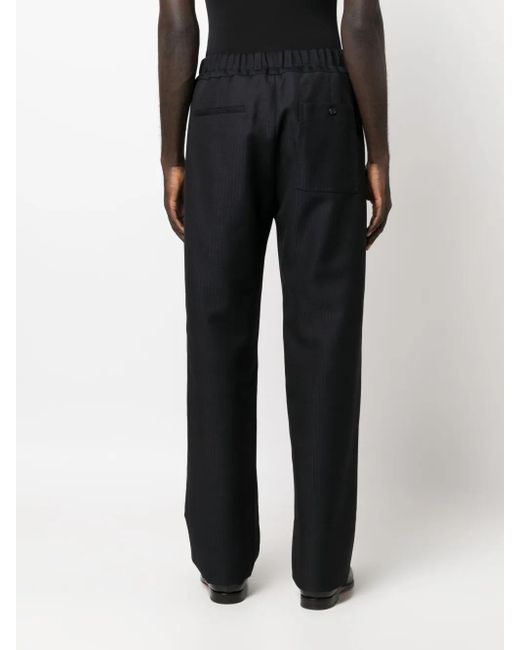 Lanvin Blue Monogram Cotton Straight Trousers for men