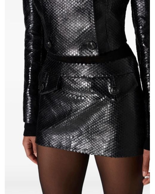 Elisabetta Franchi Black Miniskirt With Fish Scale Pattern