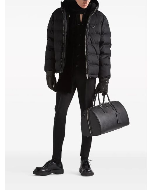 Prada Black Cropped Re-Nylon Down Jacket for men