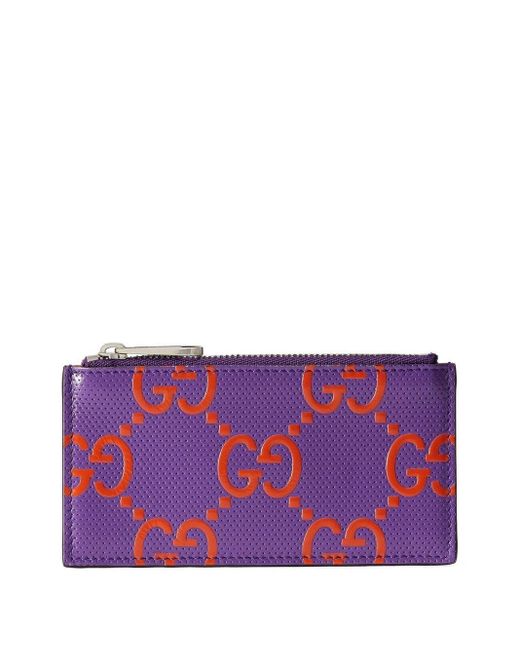 Gucci Purple GG-embossed Zipped Cardholder for men