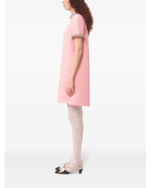 Valentino Garavani Pink Crepe Couture Embroidered Mini Dress