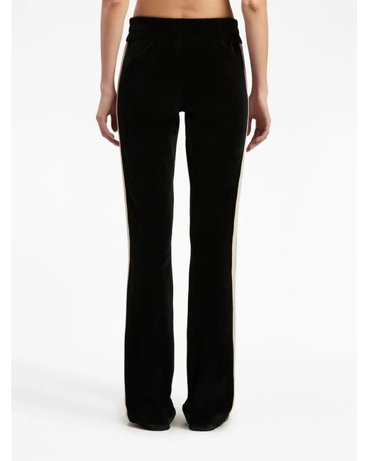 Palm Angels Black Stripe-Detail Velvet Track Pants
