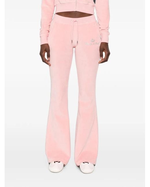 Sporty & Rich Pink X Juicy Couture Logo-Embellished Velour Track Pants