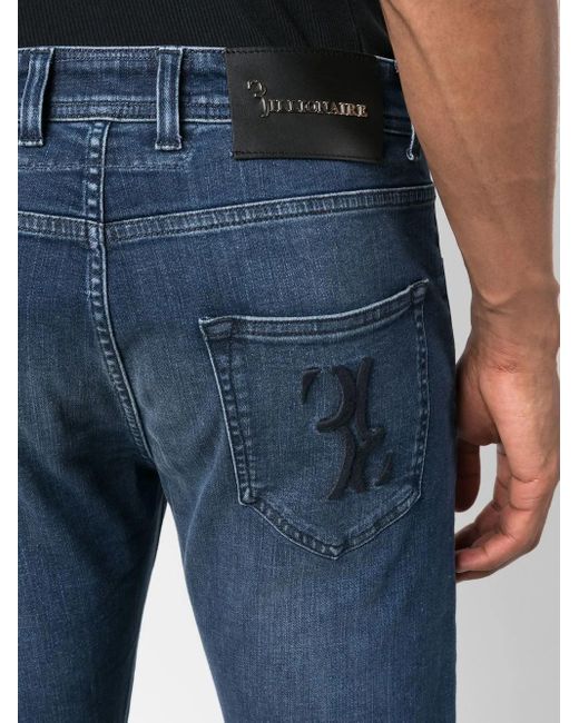 Billionaire Blue Logo-Embroidered Straight-Leg Jeans for men