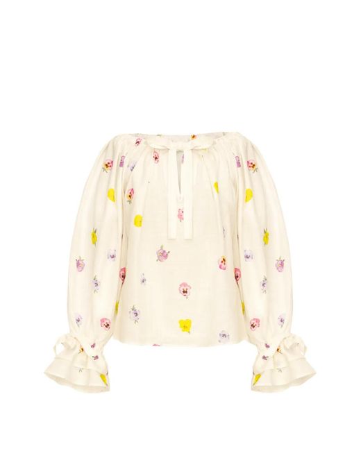 Sleeper White Cha-Cha Floral-Print Blouse