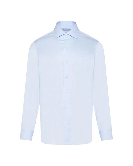 Barba Napoli White Spread-Collar Long-Sleeve Shirt for men