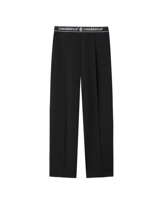 Casablanca Black Logo-Waistband Tailored Trousers