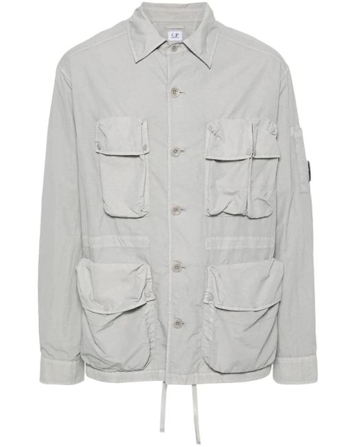 C P Company Gray Flatt Cargo Shirt Jacket for men