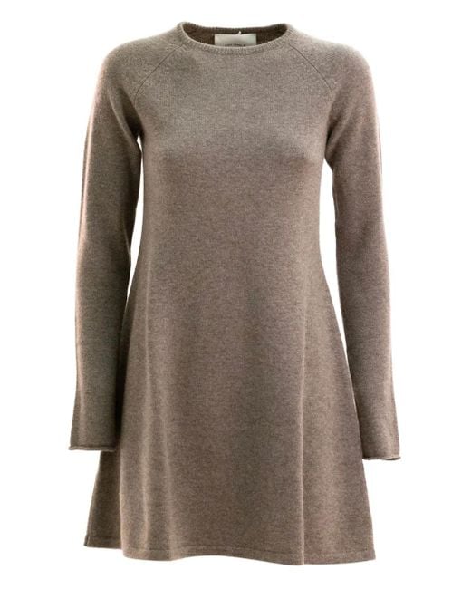 Lisa Yang Brown Raglan-Sleeve Flared Mini Dress