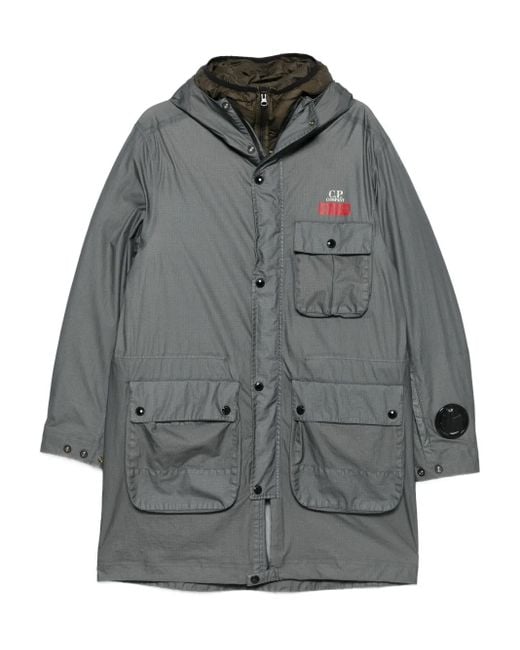 メンズ C P Company Mille フーデッドコート Gray