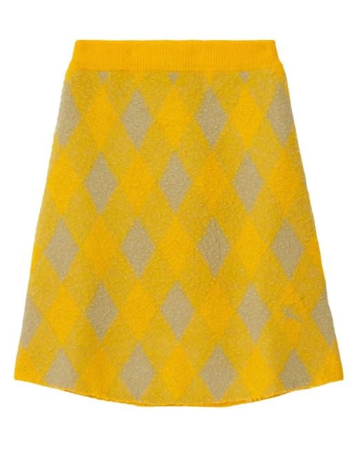 Burberry Yellow Karierter Tweed-Rock