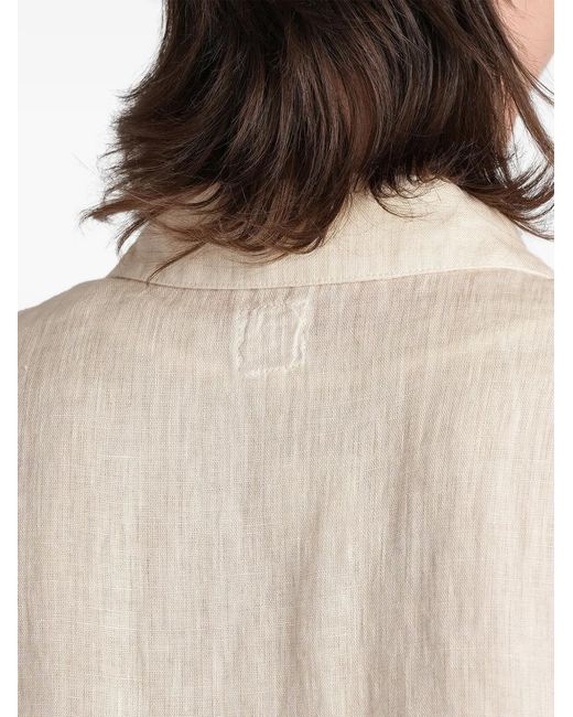 120% Lino White Chemise À Manches Chauve-Souris