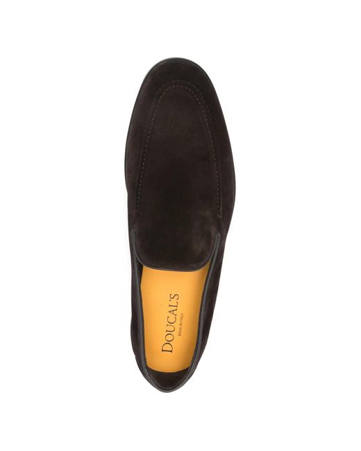 Doucal's Black Almond-Toe Loafers for men
