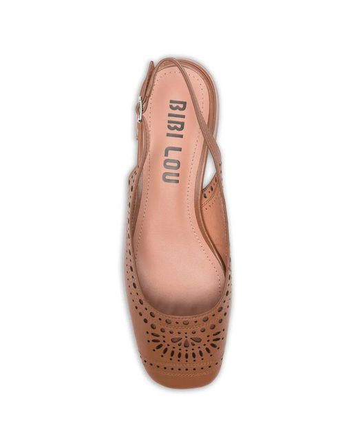 Bibi Lou Brown Laser-Cut Slingback Ballet Flats