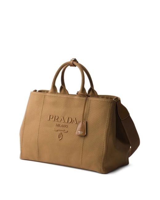 Prada Brown Jardinière Extra-Large Cotton Canvas Tote Bag for men