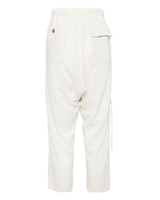 Undercover White Drawstring Drop-Crotch Trousers for men