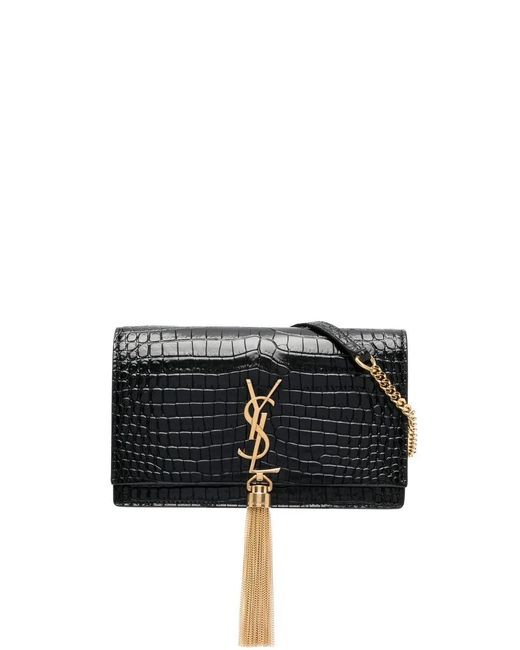 Saint Laurent Black Kate Monogram Tassel Bag