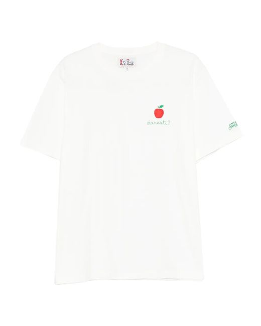 Mc2 Saint Barth White Embroidered T-Shirt for men