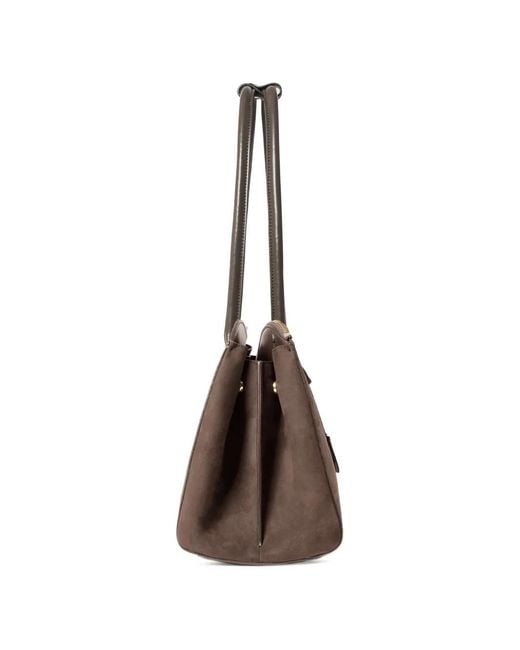 Stella McCartney Brown Padlock-Detail Suede-Effect Tote Bag