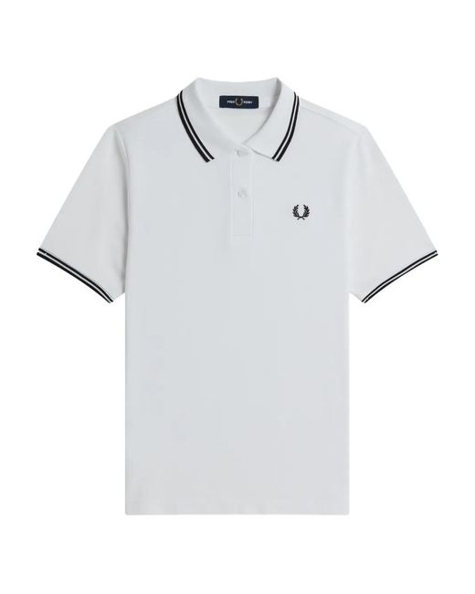 Fred Perry White Tipped-Collar Polo Top