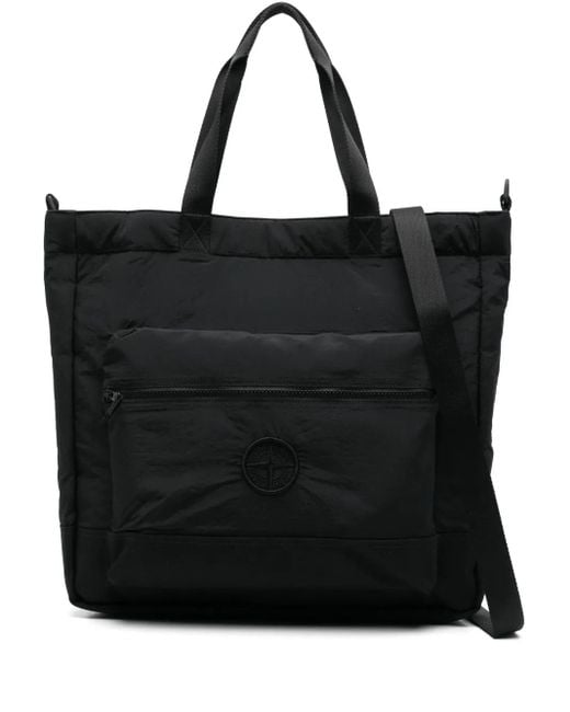 Borsa Tote Con Applicazione Compass di Stone Island in Black da Uomo