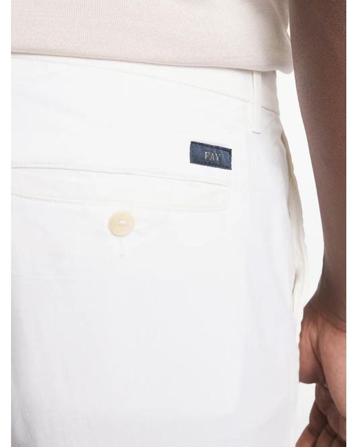 Fay White Pocket Classic Capri Trousers for men