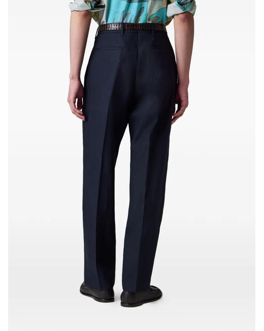 Paul Smith Blue Pressed-Crease Wool Trousers for men