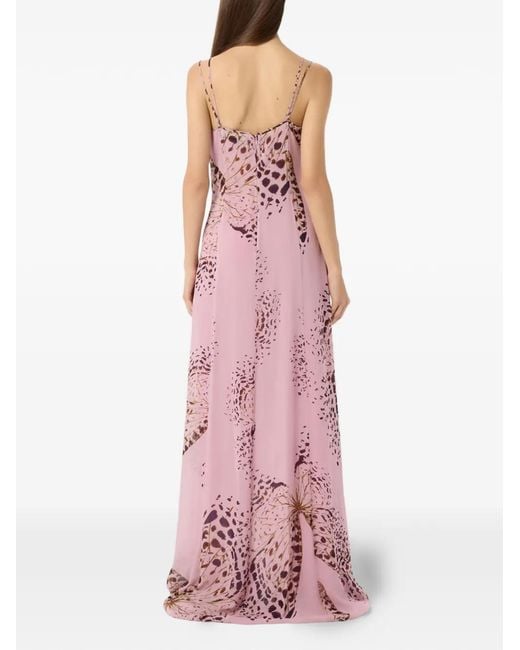 Blumarine Pink Butterfly-Print Maxi Dress