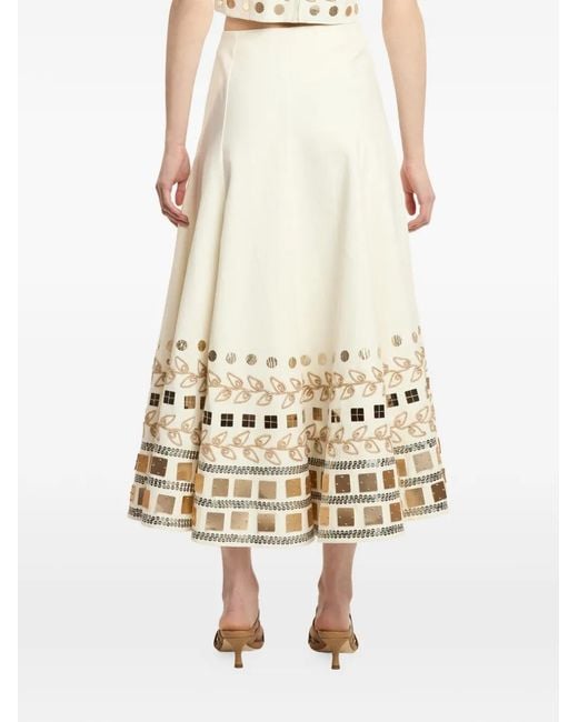 Cinq À Sept White Embellished Cotton Skirt