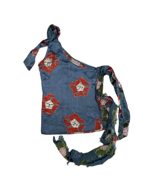 Tigra Tigra Blue Floral Tie Top