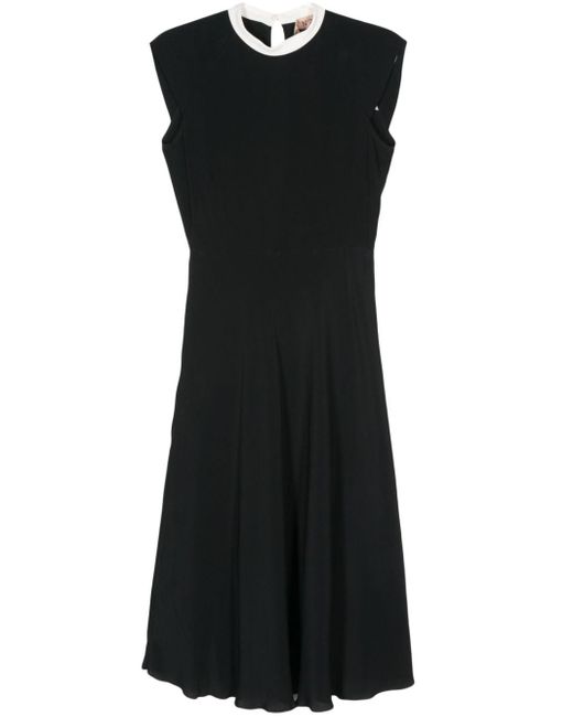 Robe mi-longue en crêpe N°21 en coloris Black